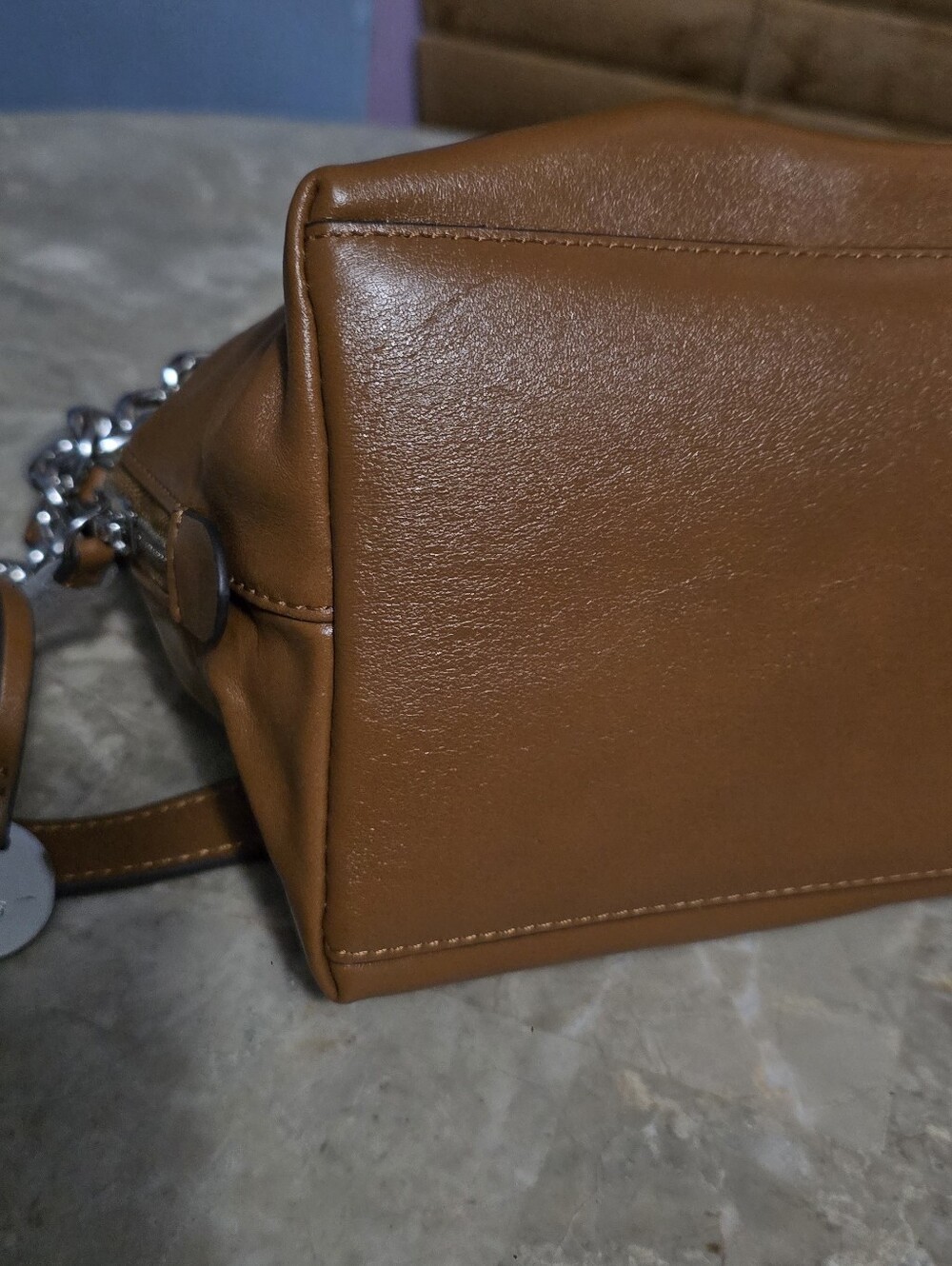 Lodis Rodeo Chain Izabelia Brown Italian Leather Crossbody Bag - Picture 10 of 16